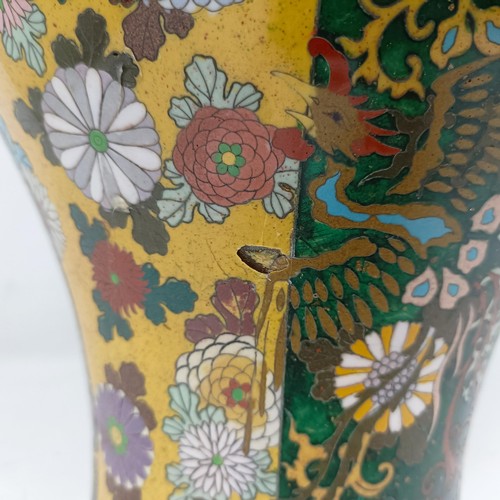 614 - A Japanese cloisonné vase, decorated flowers, 50 cm high