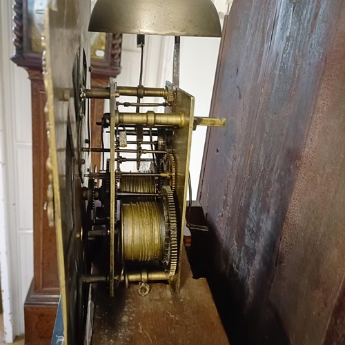 728 - A longcase clock, the brass dial signed Nathan Canthorpe, Skipton, with a silvered chapter ring, sub... 