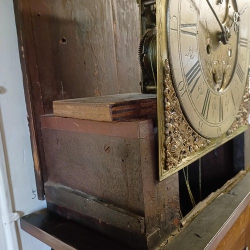 728 - A longcase clock, the brass dial signed Nathan Canthorpe, Skipton, with a silvered chapter ring, sub... 