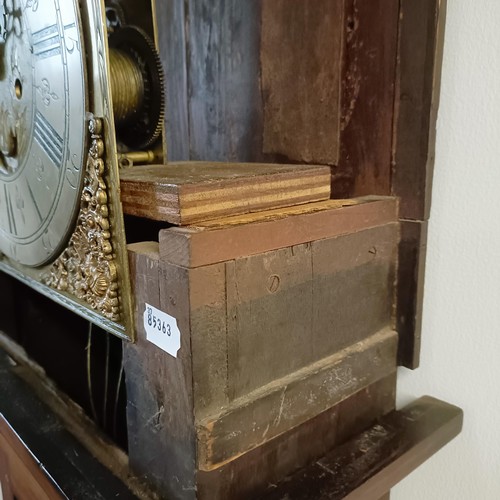 728 - A longcase clock, the brass dial signed Nathan Canthorpe, Skipton, with a silvered chapter ring, sub... 