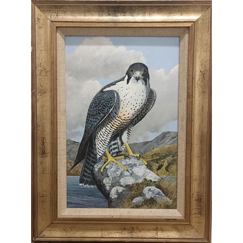 1172 - Kenneth J Wood, a bird of prey, oil on board, signed and dated 1984, 43 x 28 cm, and 20th century, E... 