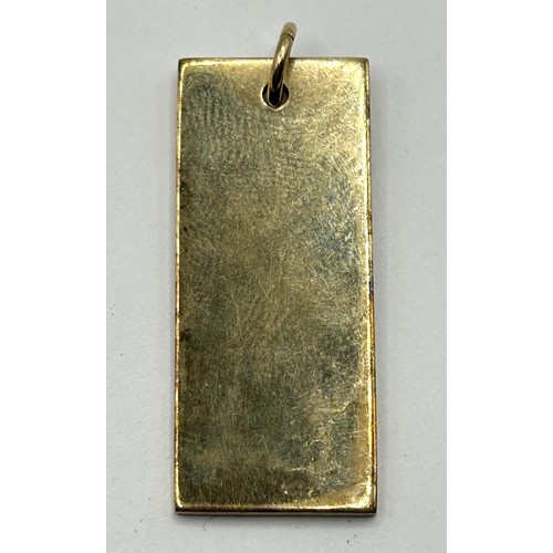 612 - A 9ct gold ingot pendant, London 1977, 15.9 g