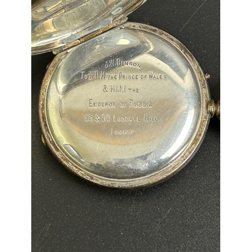 37 - A silver lipstick holder, a silver cased perfume bottle, a half hunter pocket watch, a napkin ring, ... 