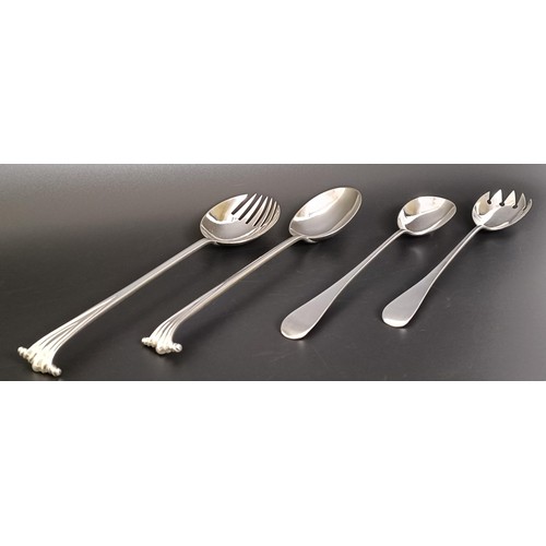 58 - A pair of George V silver salad servers, 2.8 ozt, a Dutch silver heart shaped box, a pair of silver ... 