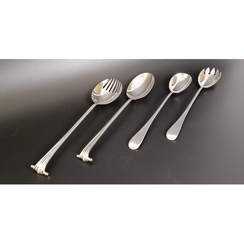 58 - A pair of George V silver salad servers, 2.8 ozt, a Dutch silver heart shaped box, a pair of silver ... 