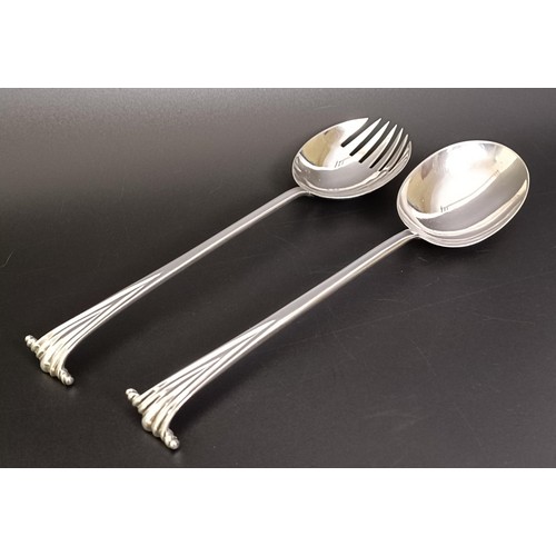 58 - A pair of George V silver salad servers, 2.8 ozt, a Dutch silver heart shaped box, a pair of silver ... 