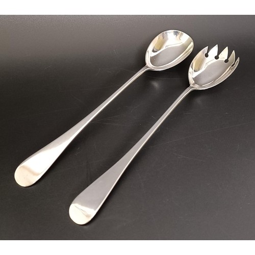 58 - A pair of George V silver salad servers, 2.8 ozt, a Dutch silver heart shaped box, a pair of silver ... 