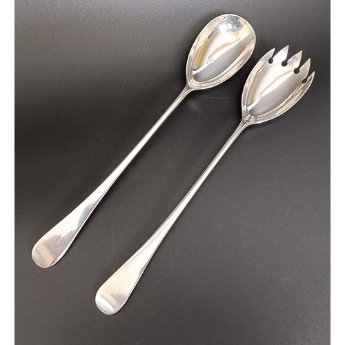 58 - A pair of George V silver salad servers, 2.8 ozt, a Dutch silver heart shaped box, a pair of silver ... 