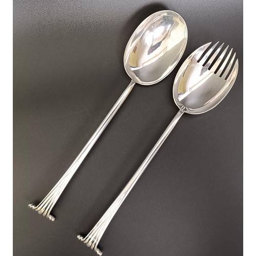 58 - A pair of George V silver salad servers, 2.8 ozt, a Dutch silver heart shaped box, a pair of silver ... 