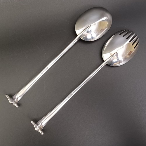 58 - A pair of George V silver salad servers, 2.8 ozt, a Dutch silver heart shaped box, a pair of silver ... 