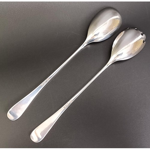 58 - A pair of George V silver salad servers, 2.8 ozt, a Dutch silver heart shaped box, a pair of silver ... 