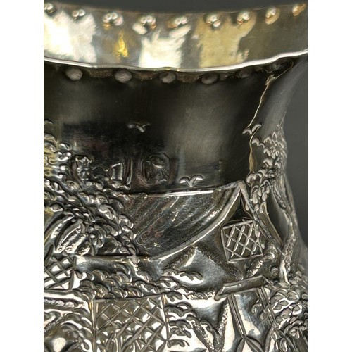 59 - A George III silver caddy, London 1813, 2.7 ozt, 10 cm high, and an 18th century Continental silver ... 