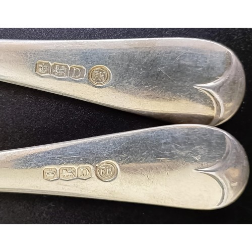 65 - A set of six silver Old English pattern soup spoons, Sheffield 1946, 13.9 ozt (6)