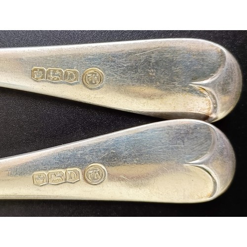 65 - A set of six silver Old English pattern soup spoons, Sheffield 1946, 13.9 ozt (6)