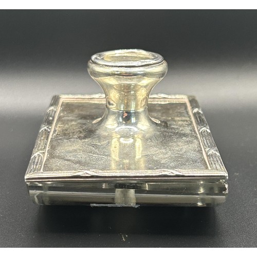 71 - A Russian silver and glass blotter, 10 cm wide