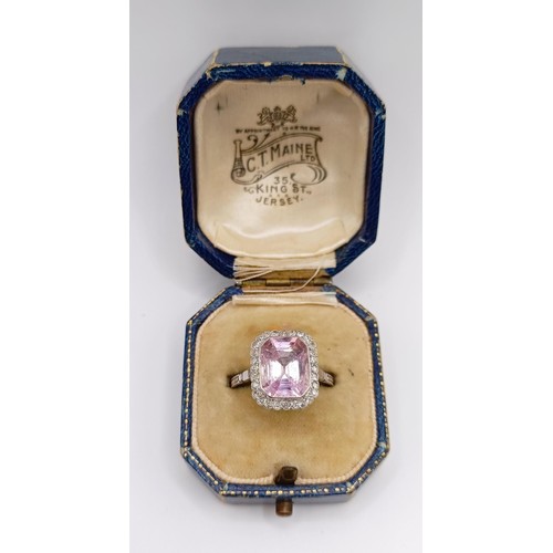 657 - An early 20th century pink sapphire and diamond ring, with a vintage ring box