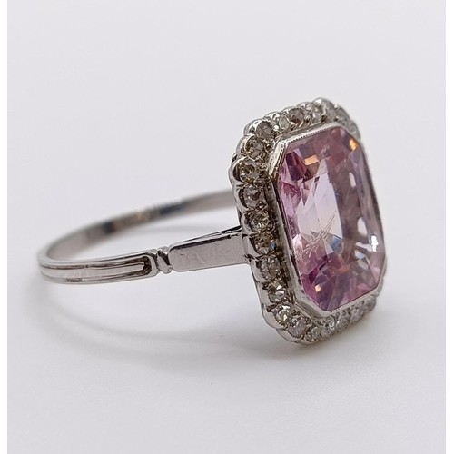 657 - An early 20th century pink sapphire and diamond ring, with a vintage ring box