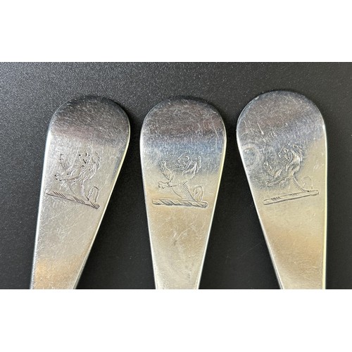 81 - A set of three George II silver Old English pattern tablespoons, London 1755, 6.1 ozt (3)