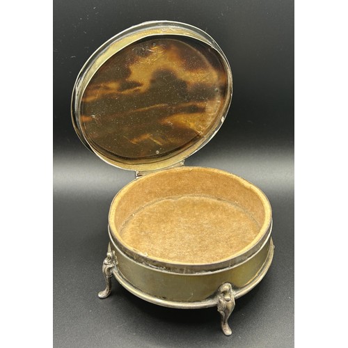 86 - A George V silver and faux shell jewellery box, Birmingham 1915, 7.5 cm diameter