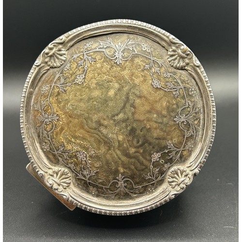 86 - A George V silver and faux shell jewellery box, Birmingham 1915, 7.5 cm diameter