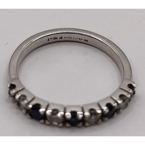 681 - A platinum, diamond and sapphire half eternity ring, ring size L