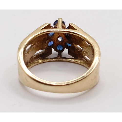 788 - A 9ct gold and blue stone ring, ring size E, and a yellow metal and white stone ring, ring size K (2... 