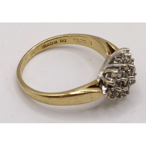 714 - A 9ct gold and diamond cluster ring, ring size H