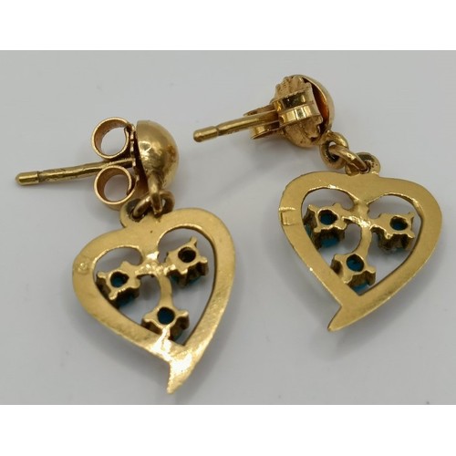 716 - A pair of 18ct gold and turquoise earrings