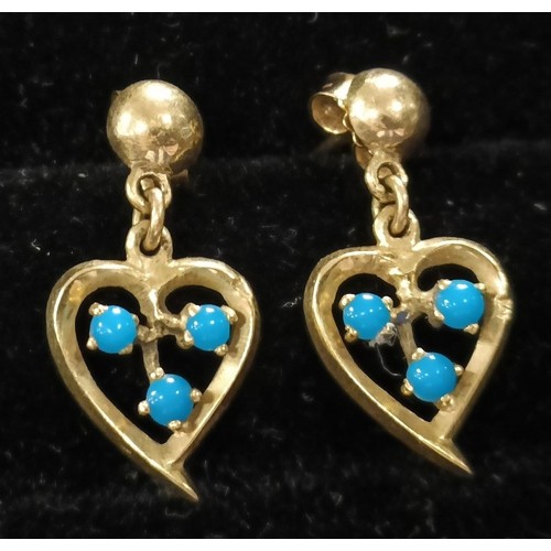 716 - A pair of 18ct gold and turquoise earrings