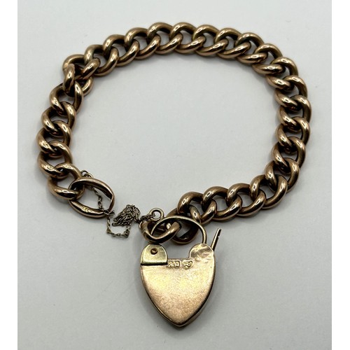 718 - A 9ct gold bracelet, with a heart shape padlock clasp, 14.4 g