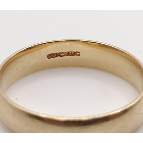 732 - A 9ct gold wedding band, ring size X, 4.7 g