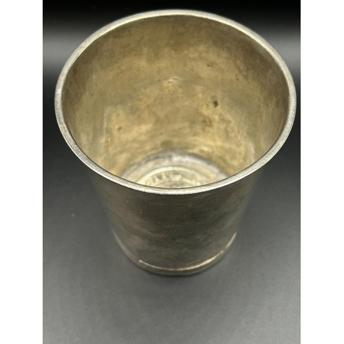 106 - An 18th century Continental beaker, the base set a silver coin, probably German, 2.9 ozt (all in), 7... 