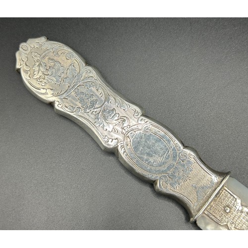 109 - A Victorian silver and mother of pearl letter opener/page turner, Birmingham 1861