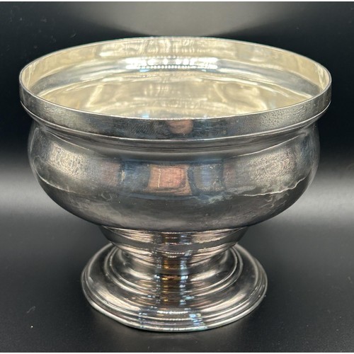 113 - A George II silver pedestral bowl, crested, London 1753, 6.7 ozt, 8 cm high