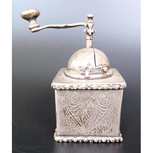 173 - ***Regretfully Withdrawn*** A Syrian, Aleppo silver coloured metal novelty box, in the form of a cof... 