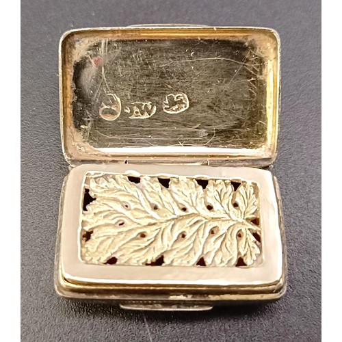 143 - A George III silver vinaigrette, Joseph Wilmore, Birmingham, date mark rubbed, 5.4 g, 2 cm wide, and... 