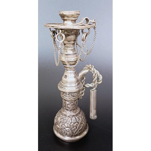 181 - ***Regretfully Withdrawn*** A Syrian, Aleppo silver coloured metal novelty hookah, 12 cm high