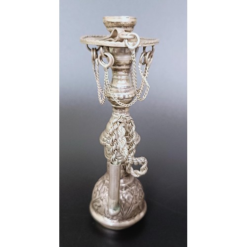 181 - ***Regretfully Withdrawn*** A Syrian, Aleppo silver coloured metal novelty hookah, 12 cm high