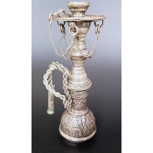 181 - ***Regretfully Withdrawn*** A Syrian, Aleppo silver coloured metal novelty hookah, 12 cm high