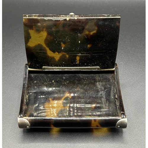 196 - A tortoiseshell snuff box, with silver coloured metal mounts, 7.5 cm wide