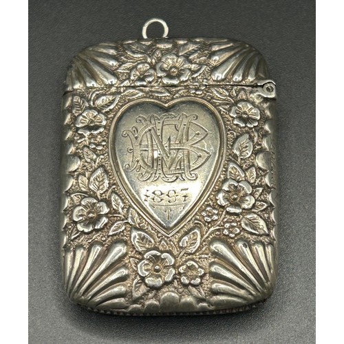 206 - A Victorian silver vesta case,&nbsp;embossed Queen Victoria, Birmingham 1896, 28.1 g, 5.5 cm high