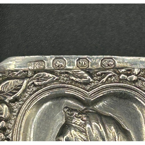 206 - A Victorian silver vesta case,&nbsp;embossed Queen Victoria, Birmingham 1896, 28.1 g, 5.5 cm high