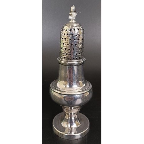 354 - A George III silver caster, Hester Bateman, London 1783, 1.9 ozt, 13.5 cm high