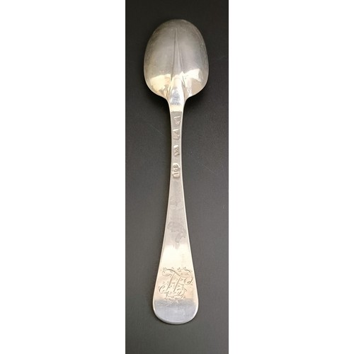 237 - A 17th/18th century silver trefid pattern spoon, initialled, and three silver 18th century Old Engli... 