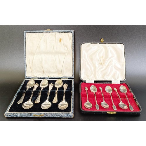 368 - Four sets of silver teaspoons, various dates and marks, 8.2 ozt, cased