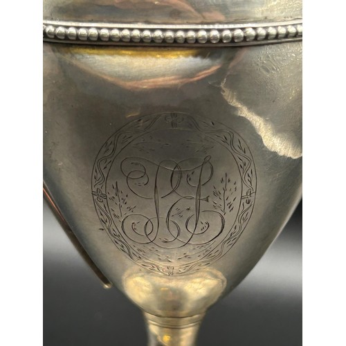 370 - A George III silver jug, monogrammed, Hester Bateman, London 1782, 6.5 ozt, 19 cm high