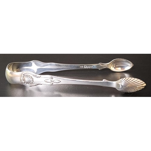 372 - A pair of Victorian Scottish silver sugar tongs, Edinburgh 1844, 1.5 ozt