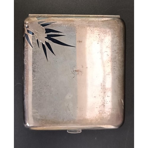 377 - An Eastern silver coloured metal cigarette case, cased