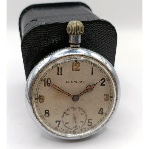 906 - A military open face pocket watch, by Leonidas