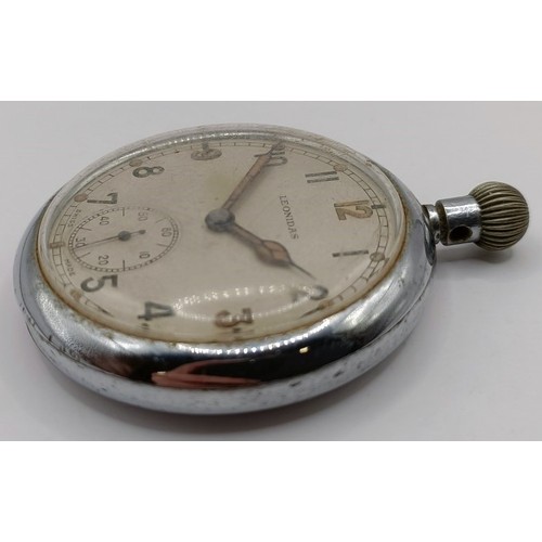 906 - A military open face pocket watch, by Leonidas